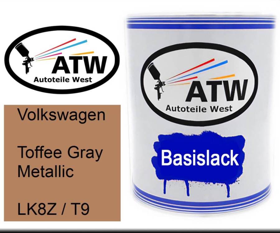 Volkswagen, Toffee Gray Metallic, LK8Z / T9: 1L Lackdose, von ATW Autoteile West.